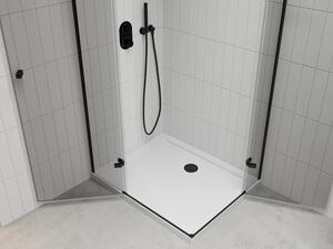 Mexen Roma Duo otočný sprchový kout 80 x 70 cm, Průhledné, Černá + sprchová vanička Flat