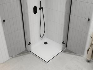 Mexen Roma Duo otočný sprchový kout 100 x 100 cm, Průhledné, Černá + sprchová vanička Flat