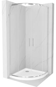 Mexen Rio půlkruhový sprchový kout 80 x 80 cm, Průhledné, Chromovaná + sprchová vanička Flat, Bílá