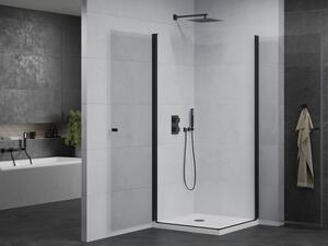 Mexen Pretoria Duo otočný sprchový kout 90 x 90 cm, Průhledné, Černá + sprchová vanička Flat