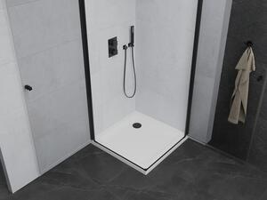 Mexen Pretoria Duo otočný sprchový kout 90 x 90 cm, Průhledné, Černá + sprchová vanička Flat