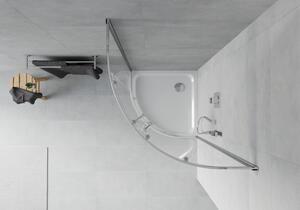 Mexen Rio půlkruhový sprchový kout 90 x 90 cm, Průhledné, Chromovaná + sprchová vanička Flat, Bílá