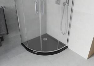 Mexen Rio půlkruhový sprchový kout 80 x 80 cm, Průhledné, Chromovaná + sprchová vanička Flat, Černá