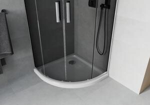 Mexen Rio půlkruhový sprchový kout 90 x 90 cm, Grafitově černá, Chromovaná + sprchová vanička Flat
