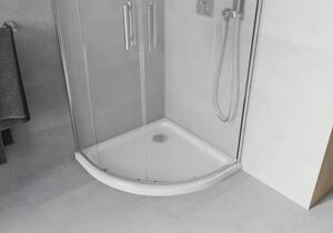 Mexen Rio půlkruhový sprchový kout 90 x 90 cm, Vzor jinovatky, Chromovaná + sprchová vanička Flat, B