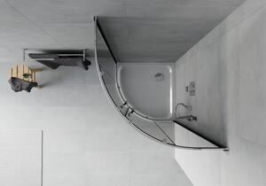 Mexen Rio půlkruhový sprchový kout 80 x 80 cm, Grafitově černá, Chromovaná + sprchová vanička Flat