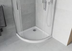 Mexen Rio půlkruhový sprchový kout 80 x 80 cm, Vzor jinovatky, Chromovaná + sprchová vanička Flat, B