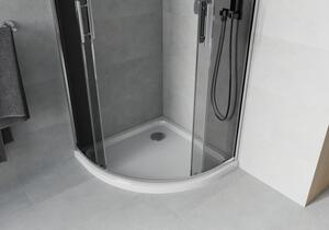 Mexen Rio půlkruhový sprchový kout 90 x 90 cm, Grafitově černá, Chromovaná + sprchová vanička Flat