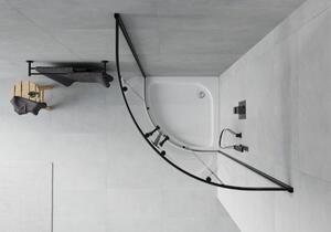 Mexen Rio půlkruhový sprchový kout 80 x 80 cm, Průhledné, Černá + sprchová vanička Rio, Bílá