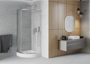 Mexen Rio půlkruhový sprchový kout 70 x 70 cm, Průhledné, Chromovaná + sprchová vanička Rio, Bílá