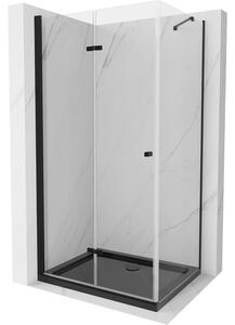 Mexen Lima, sprchový kout se skládacími dveřmi 100 (dveře) x 80 (stěna) cm, 6mm čiré sklo, černý profil + slim sprchová vanička černá s černým sifone…