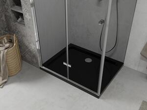 Mexen Lima skládací sprchový kout 100 x 80 cm, Grafitově černá, Chromovaná + sprchová vanička Flat