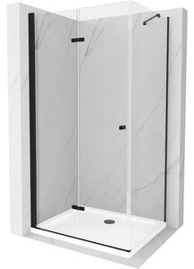 Mexen Lima skládací sprchový kout 120 x 80 cm, Průhledné, Černá + sprchová vanička Flat, Bílá
