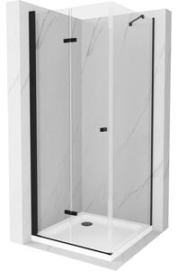 Mexen Lima skládací sprchový kout 100 x 100 cm, Průhledné, Černá + sprchová vanička Flat, Bílá