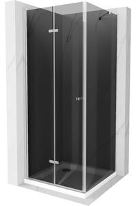 Mexen Lima skládací sprchový kout 90 x 90 cm, Grafitově černá, Chromovaná + sprchová vanička Flat, B