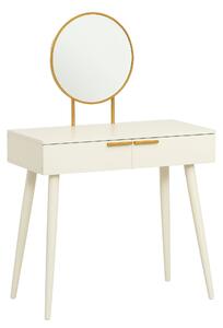 HOMCOM Toaletní stolek s kulatým zrcadlem, líčící stolek se 2 zásuvkami, moderní styl pro ložnici nebo šatnu 80x40x123 cm Bílý | Aosom