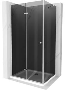 Mexen Lima skládací sprchový kout 80 x 120 cm, Grafitově černá, Chromovaná + sprchová vanička Flat