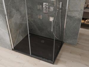 Mexen Omega rozsouvací sprchový kout 120 x 80 cm, Průhledné, Chromovaná + sprchová vanička Flat, Čer