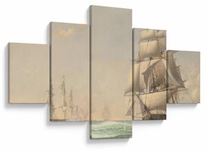 Obraz - Fitz Henry Lane, The United States Frigate President Engaging the British Squadron, reprodukce (125x70 cm)