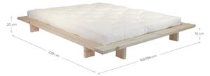Dvoulůžková postel z borovicového dřeva s matrací Karup Design Japan Comfort Mat Raw/Natural, 140 x 200 cm