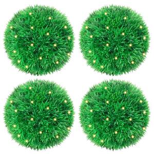 Umělé buxus koule s LED světly 4 ks zelené 12 cm 3335904