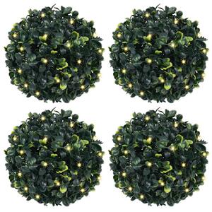Umělé buxus koule s LED světly 4 ks zelené 12 cm 3335894