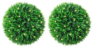 Umělé buxus koule s LED světly 2 ks zelené 38 cm 3335901