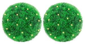 Umělé buxus koule s LED světly 2 ks zelené 22 cm 3335905