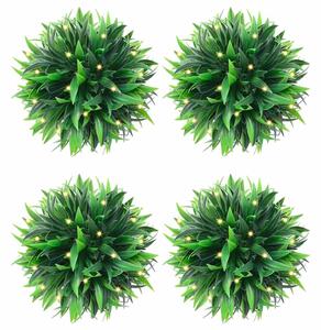 Umělé buxus koule s LED světly 4 ks zelené 15 cm 3335898