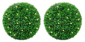 Umělé buxus koule s LED světly 2 ks zelené 55 cm 3335903