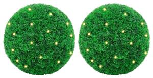 Umělé buxus koule s LED světly 2 ks zelené 27 cm 3335906