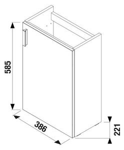 Jika Petit skříňka s umývátkem 40 x 23 cm, otvor vpravo, šedá H45J5111753011