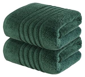 LIVARNO home Froté ručník, 50 x 100 cm, 500 g/m2, 2 kusy (tmavě zelená) (100370808004)