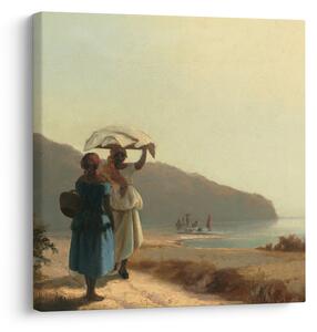 Obraz - Camille Pissarro, Two Women Chatting by the Sea, St. Thomas, reprodukce (30x30 cm)