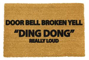 Rohožka z přírodního kokosového vlákna Artsy Doormats Yell Ding Dong, 40 x 60 cm