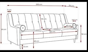 Pohovka PLATON | 205 cm | rozkládací + úložný prostor | VÝBĚR TKANINY a NOŽIČEK