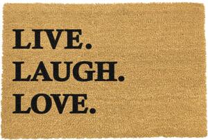 Rohožka z přírodního kokosového vlákna Artsy Doormats Live Laugh Love, 40 x 60 cm