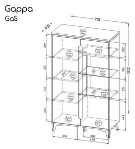 Prosklená vitrína 90 cm Gappa 05 Bílá/jasan