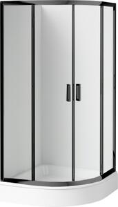 Deante Funkia sprchový kout s vaničkou 90x90 cm půlkulatá černá matný/průhledné sklo KDDZN51K