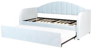 Sametová rozkládací postel 90 x 200 cm světle modrá EYBURIE