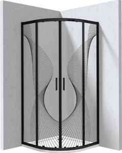 Deante Funkia Evo sprchový kout s vaničkou 80x80 cm půlkulatá černá matný/vzorované sklo KYPPNB88P