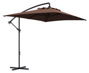 Zastřešení Outsunny 294x193 cm s křížovou základnou a klikou - Voděodolný slunečník s UV ochranou pro terasu a balkon hnědý | Aosom