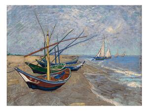 Reprodukce obrazu Vincenta van Gogha - Fishing Boats on the Beach at Les Saintes-Maries-de la Mer, 40 x 30 cm