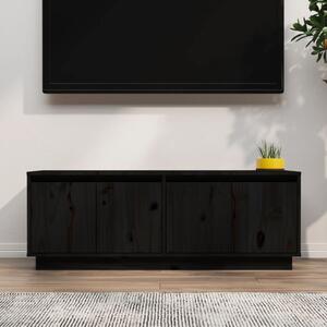 TV skříňka černá 110 x 34 x 40 cm masivní borové dřevo