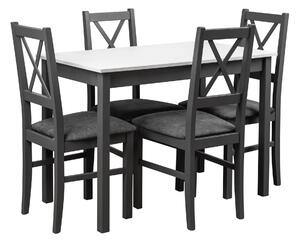 Stůl se 4 židlemi L001 Grafitová/bílá