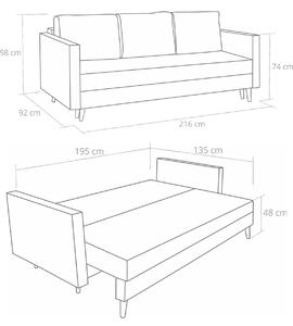 Skandinávská nábytková sestava pohovka s křeslem a pufem šedý