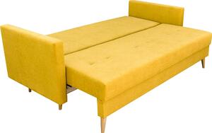Skandinávská nábytková sestava pohovka s křeslem a pufem Žlutá barva