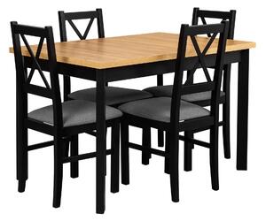 Skládací stůl se 4 židlemi L003 Černá/dub Grandson