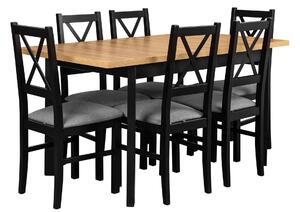 Skládací stůl se 6 židlemi L003 Černá/dub Grandson