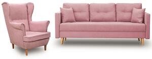Skandinávská nábytková sestava pohovka s křeslem Růžová